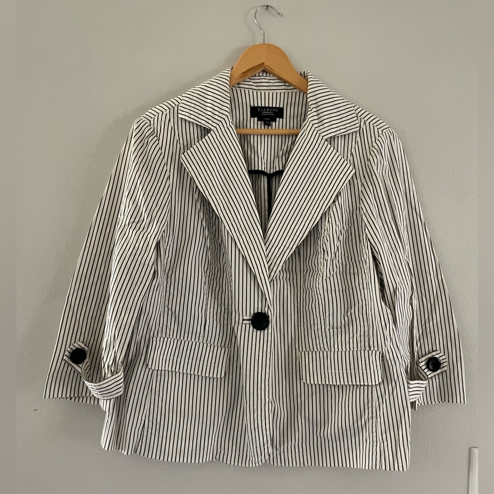 Talbots Black and White Pinstripe Blazer